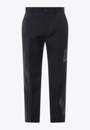 23 and White Logo-Patch Pants