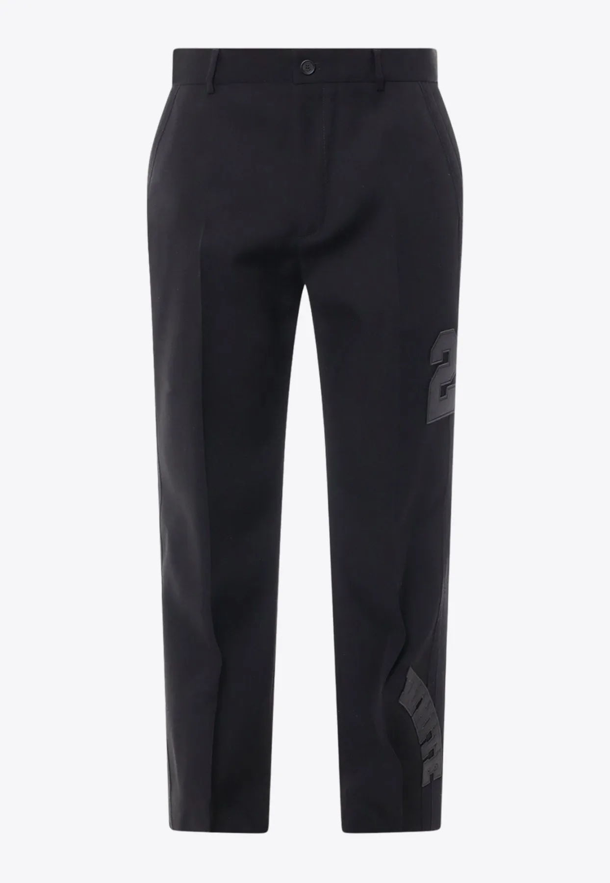 23 and White Logo-Patch Pants