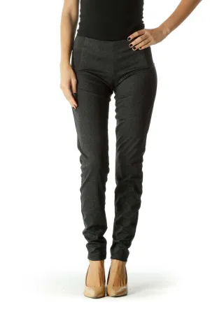 Black Herringbone Print Stretchy Skinny Leg Pant