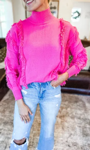 Bubble Gum Fringe Sweater