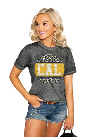 CALIFORNIA GOLDEN BEARS "SCOOP & SCORE" ACID WASH BOYFRIEND SHORT SLEEVE TEE