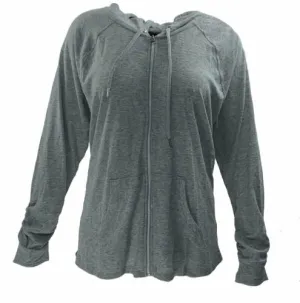 Calvin Klein Women's Plus Size Ruched Sleeve Zip Hoodie Blue Size 2X