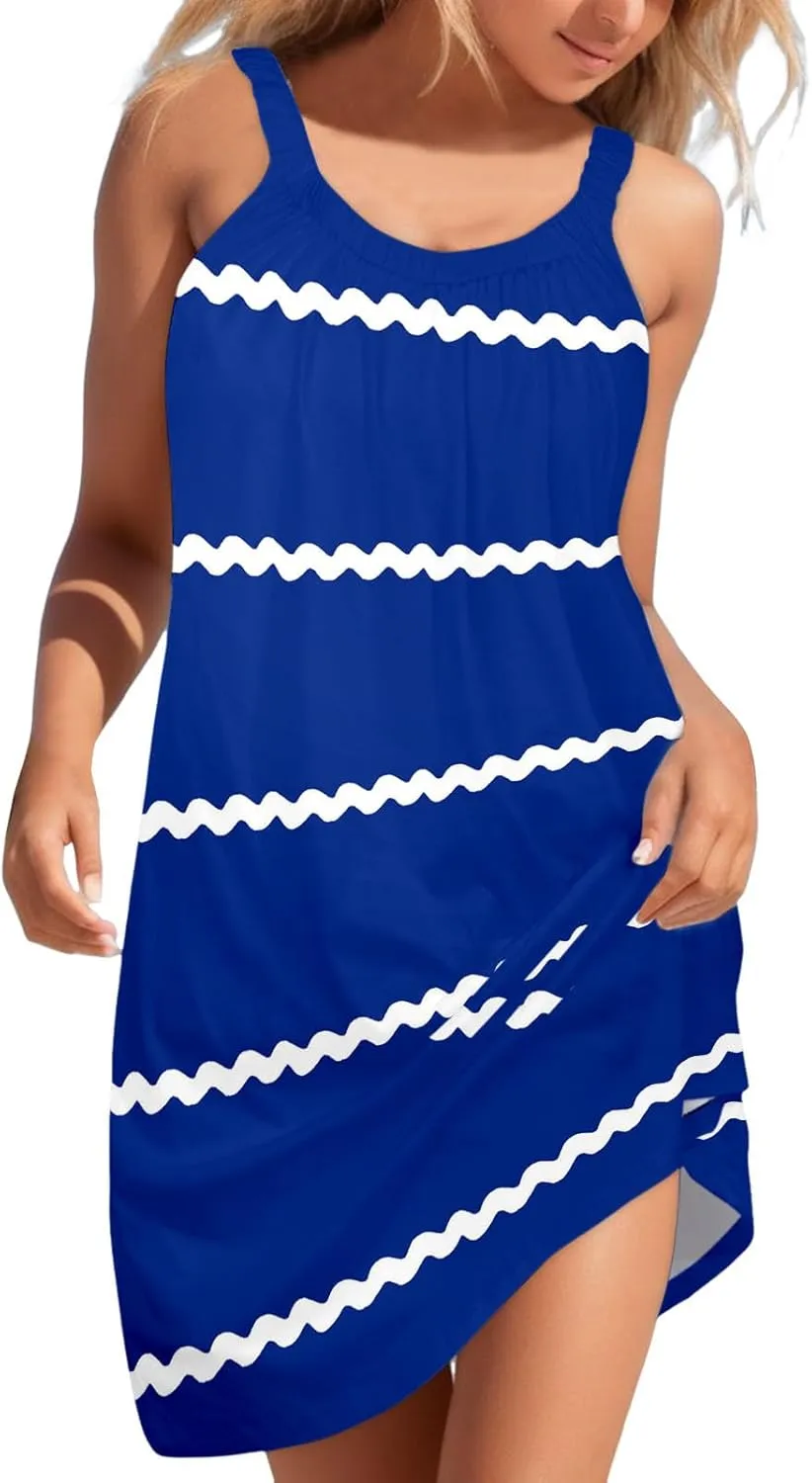 Casual Dresses for Women 2024 Maxi Casual Beach Dress Sleeveless Printed Casual Skirt Seaside Green Floral Dress