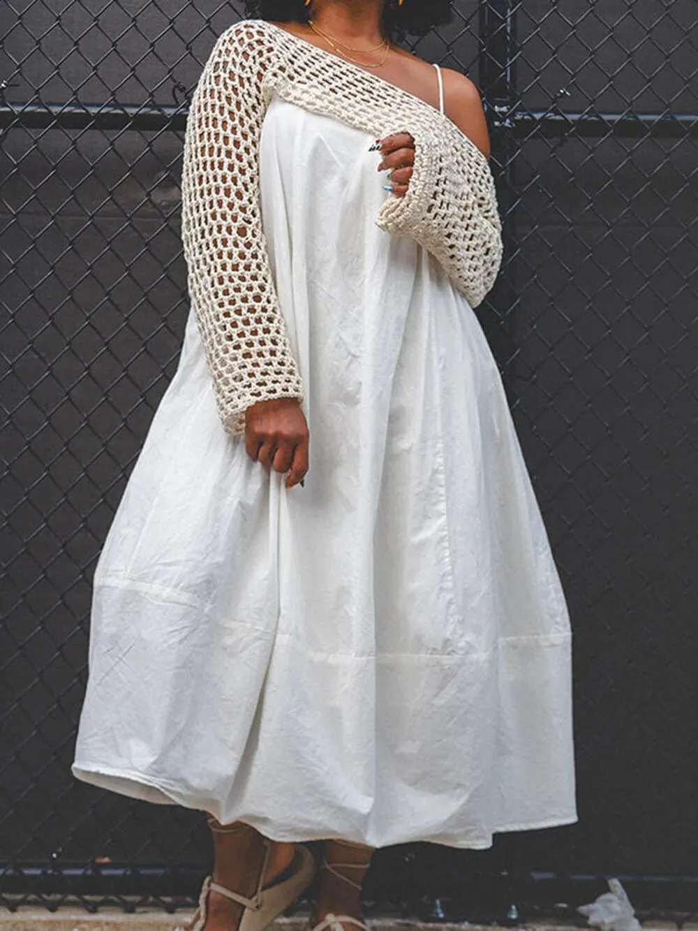 Casual Knitted Bolero And Midi Dress