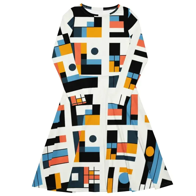 Chic Abstract Pattern Midi Dress