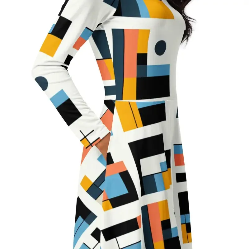 Chic Abstract Pattern Midi Dress