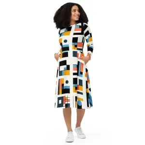 Chic Abstract Pattern Midi Dress