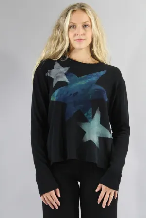 Crop Sweater - 3 Stars - Blue