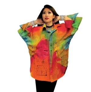Dilemma Abstract Art Big Shirt in Multi  - FRBS-331-PI