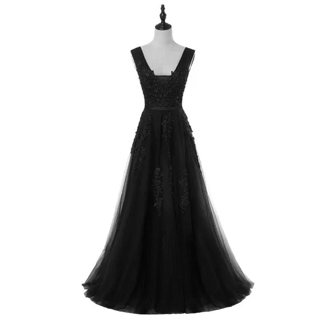 FADISTEE Vestido De Festa Sweet pink Lace V-neck Long Evening Dress Bride Party Sexy Backless beads pearls Prom Dresses lace-up