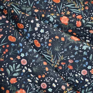 Florence Primavera Floral Premium Cotton Dark Denim Blue