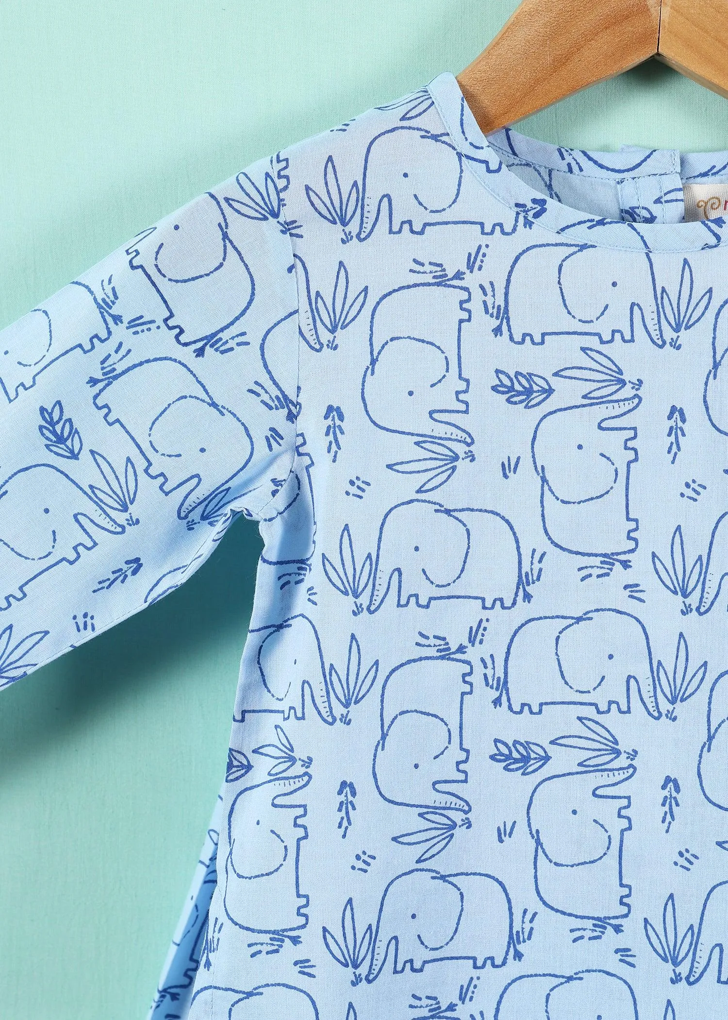 Hasti Blue Cotton Unisex Nightsuit Baby (6-18 Months)