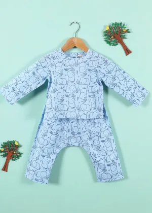 Hasti Blue Cotton Unisex Nightsuit Baby (6-18 Months)