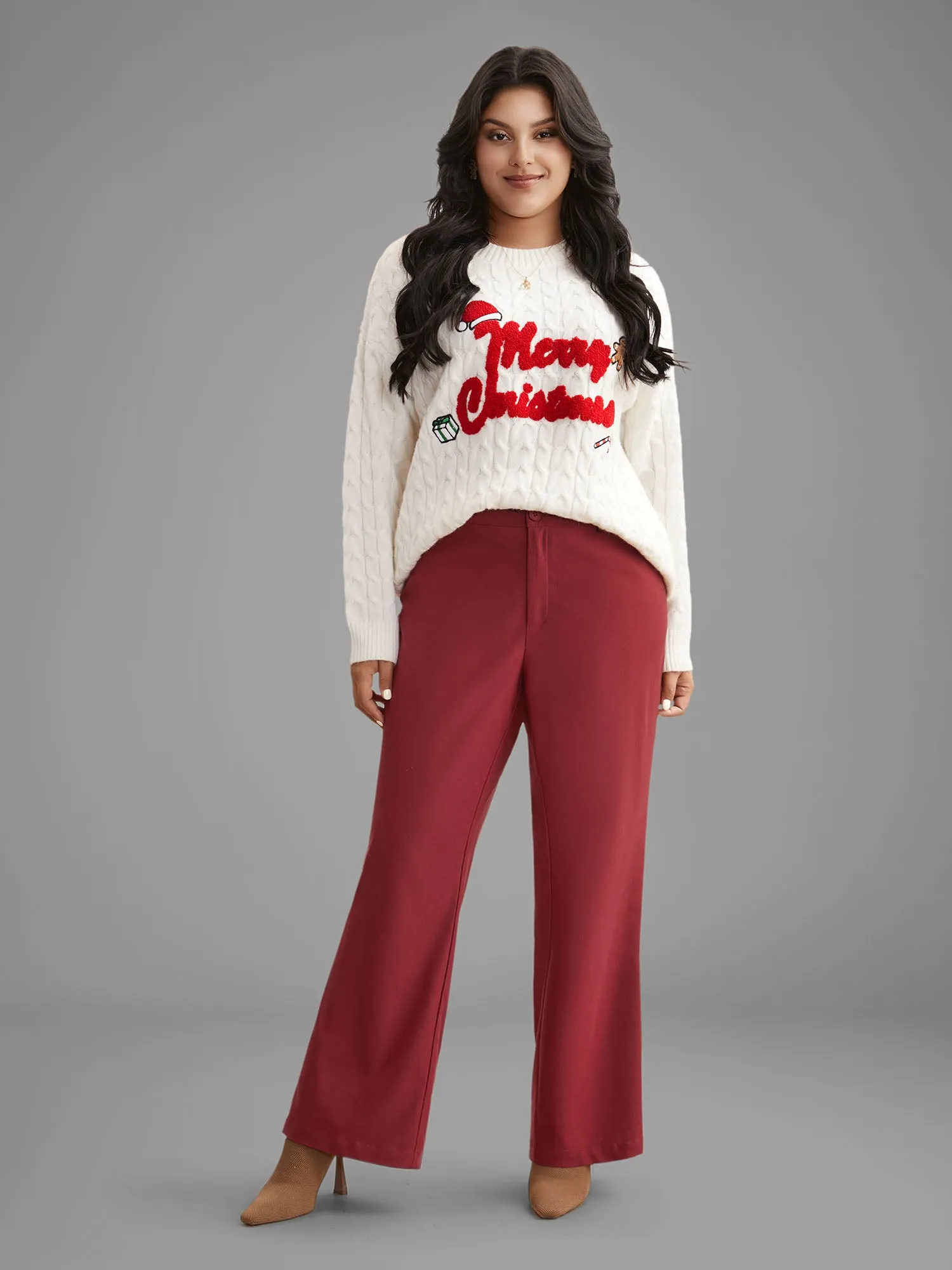 Holiday Stretchy Flared Pants
