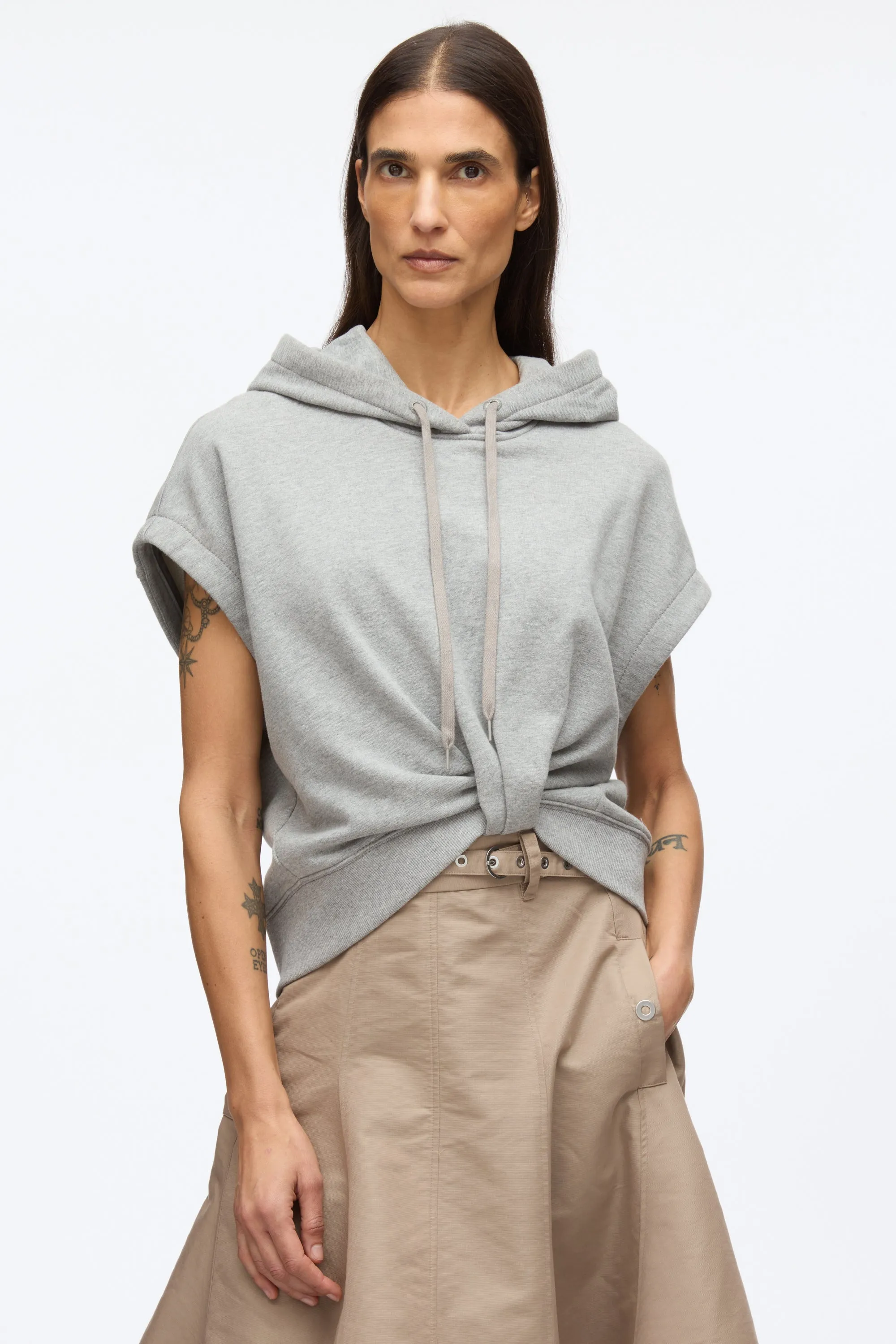 Hoodie Dress with Flounce Skirt