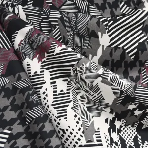 Houndstooth Geometric Poly Crepe Black/Plum
