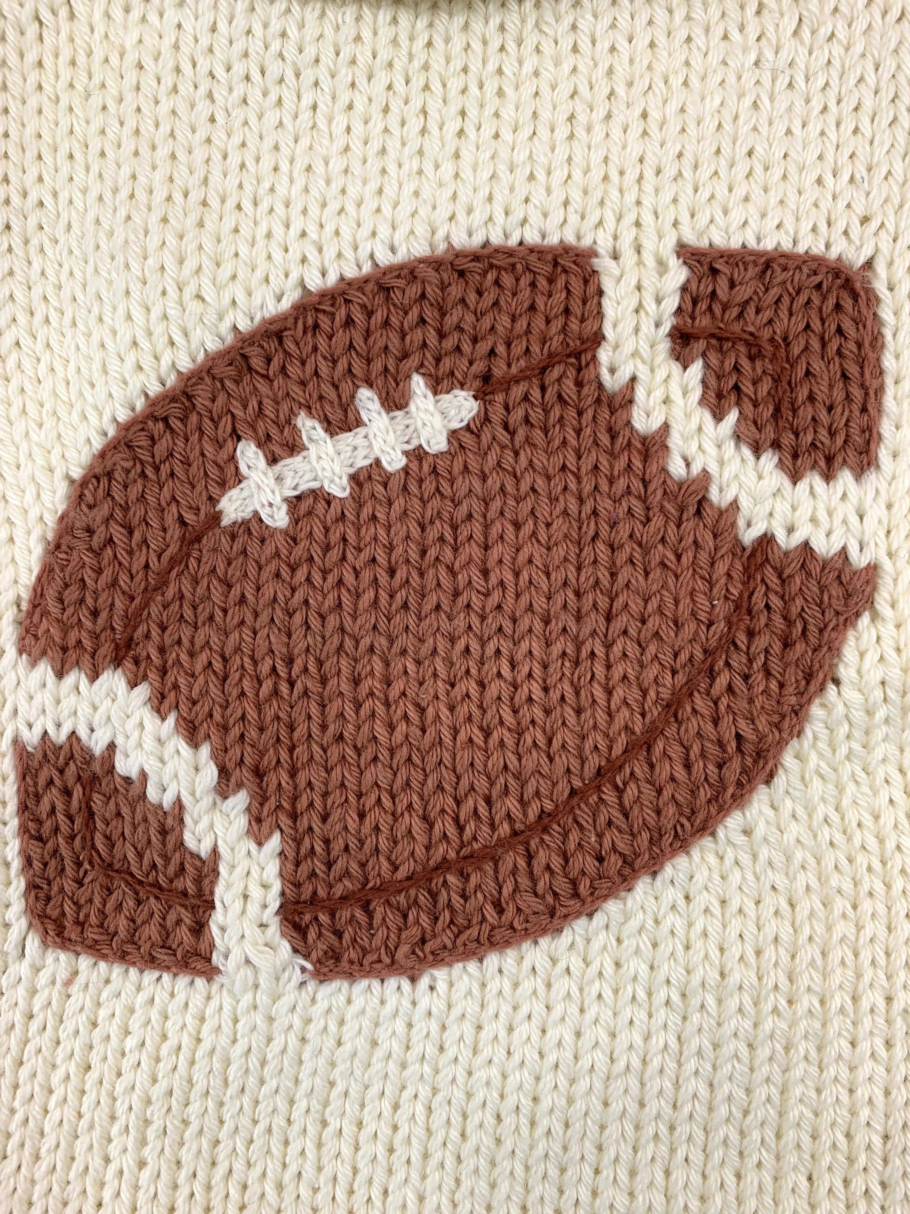 Ivory Football Roll Neck Sweater