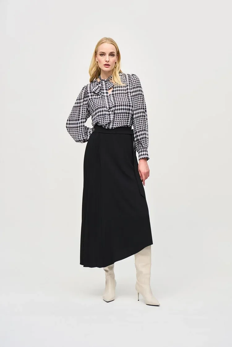 Joseph Ribkoff Asymmetric Skirt with Pleat Detail - Black