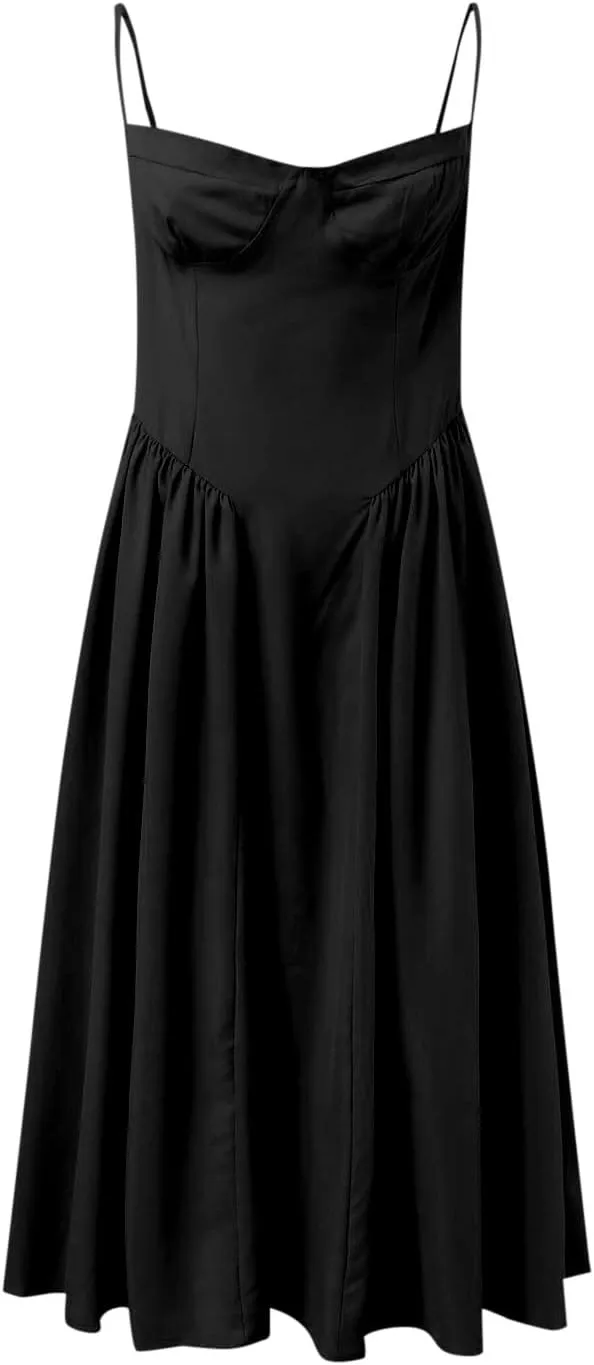 Maxi Dresses for Women 2025 Corset Dress Elegant Spaghetti Strap Bustier Midi Dress Flowy Formal Dresses