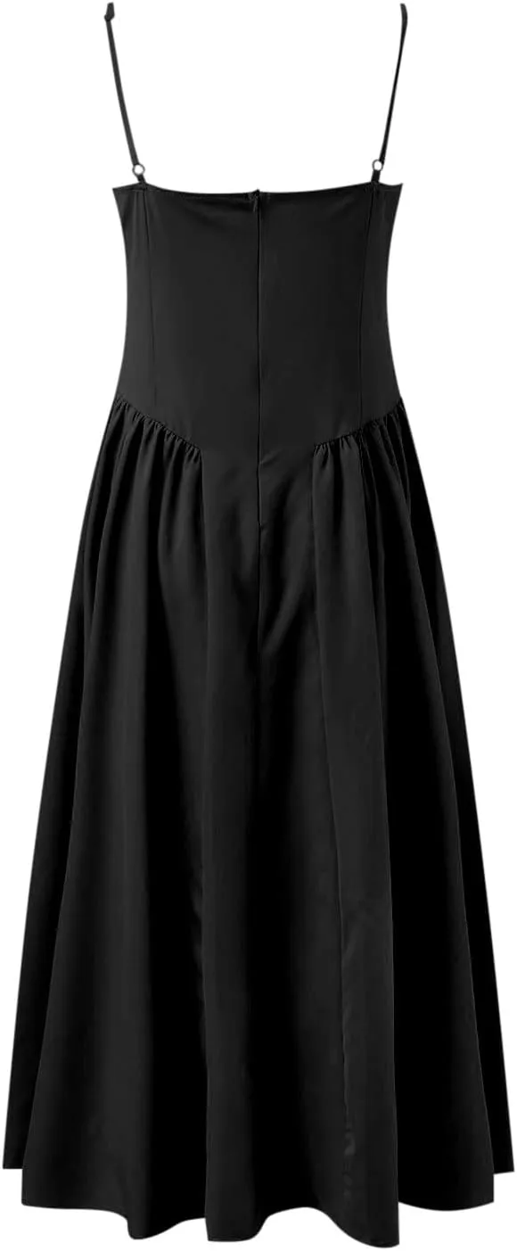 Maxi Dresses for Women 2025 Corset Dress Elegant Spaghetti Strap Bustier Midi Dress Flowy Formal Dresses