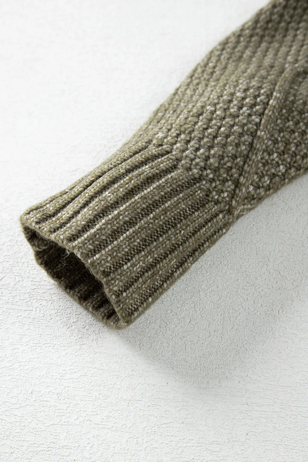 Mist Green Cable Knit Drop Shoulder Loose Fit Sweater Dress