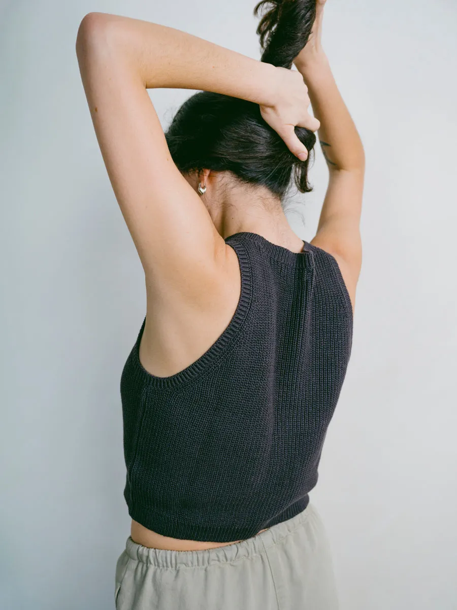 Mona Tank, Organic Cotton, Soft Black