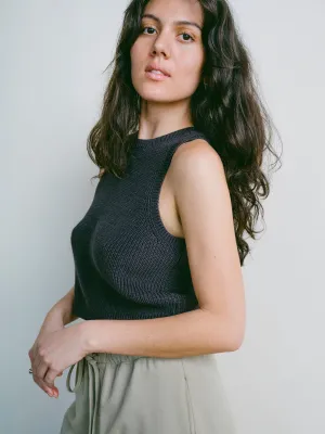 Mona Tank, Organic Cotton, Soft Black