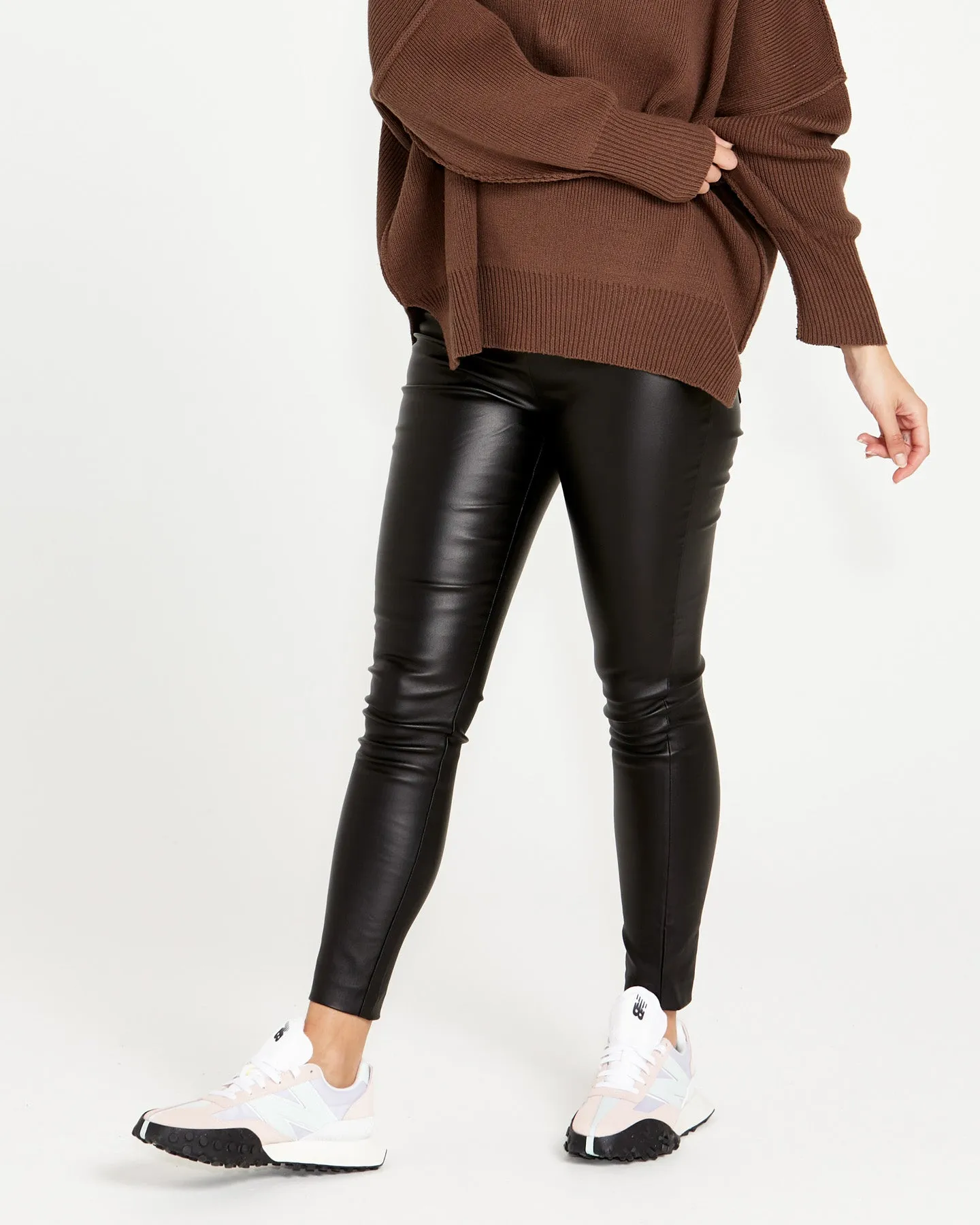 Peri Wet Look Skinny Leg Stretchy Pants - Black