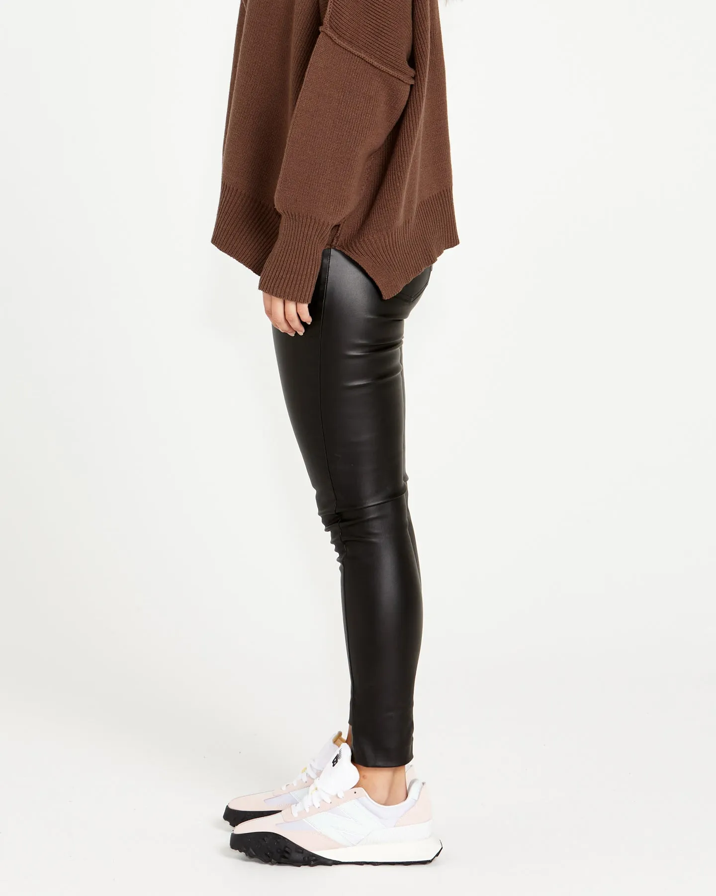 Peri Wet Look Skinny Leg Stretchy Pants - Black