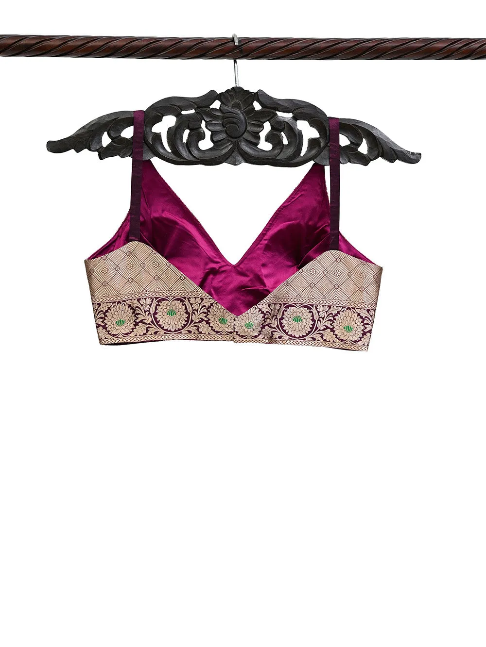 Purple Meenakari Uppada Silk Banarasi Ready-Made Blouse