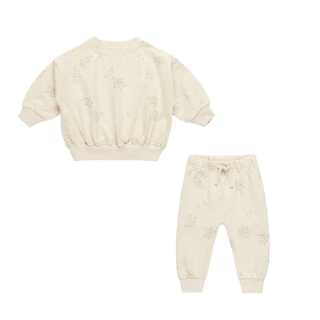 Quincy Mae - Relaxed Sweatshirt   Sweatpant Set (Dragons)