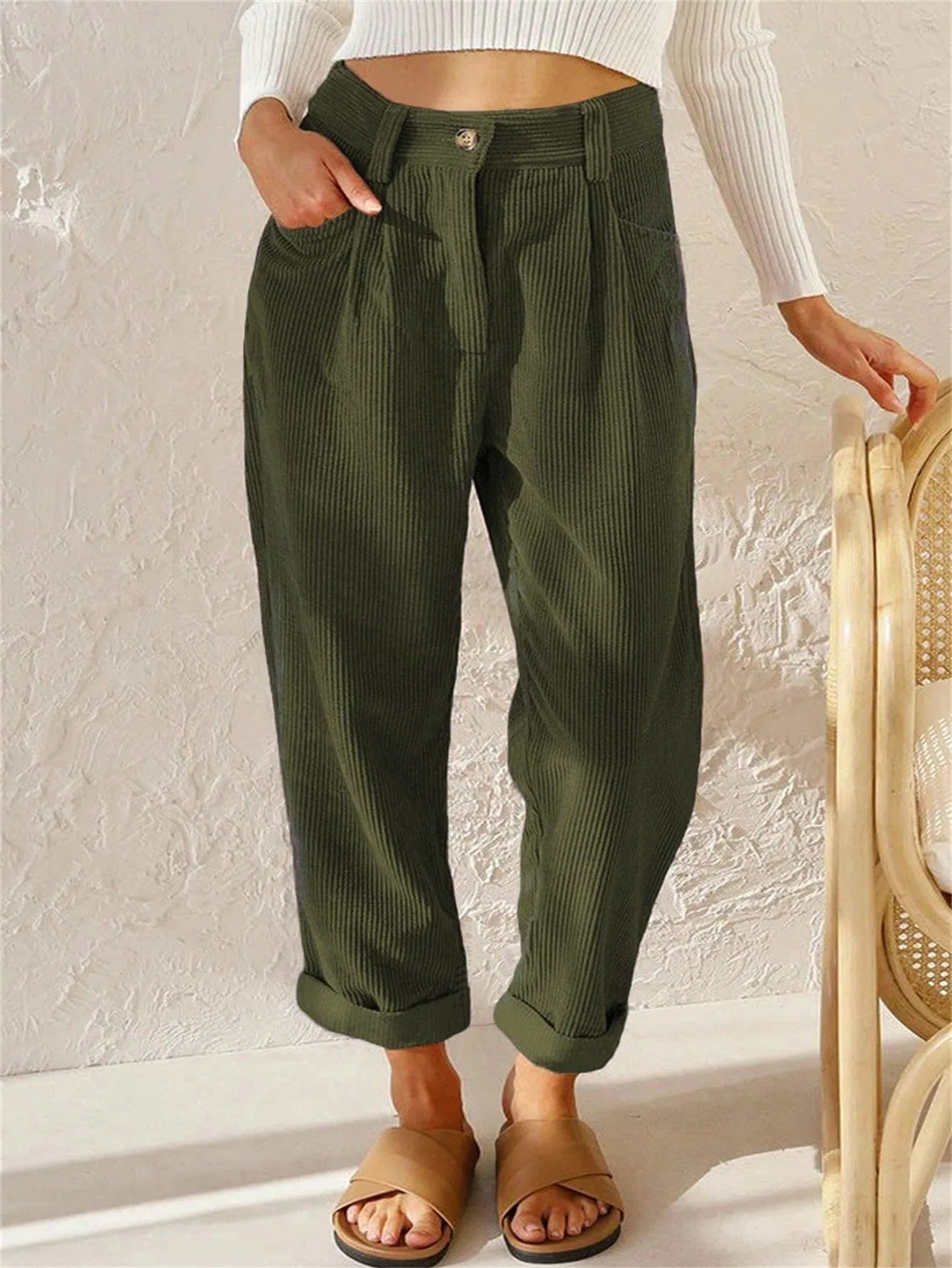 Relaxed Fit Corduroy Pants