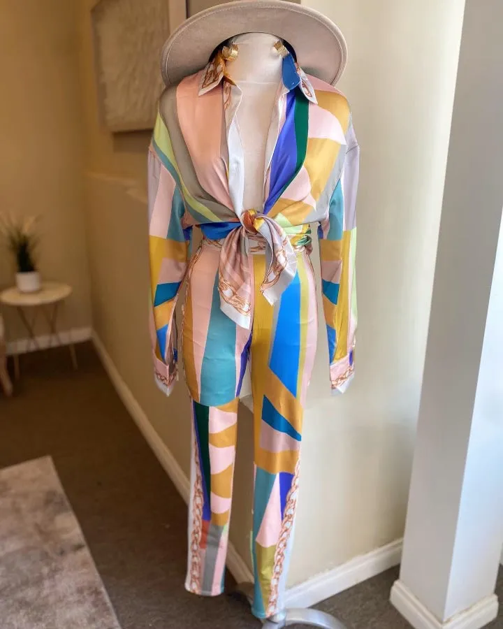 Satin Printed Leggings Set