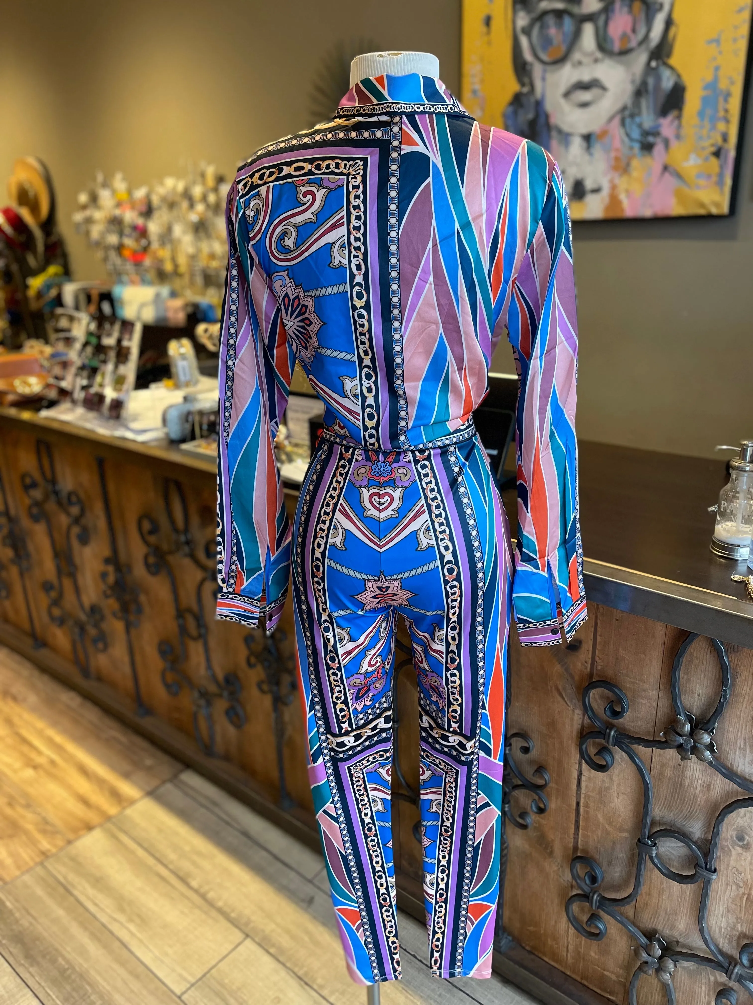 Satin Printed Leggings Set