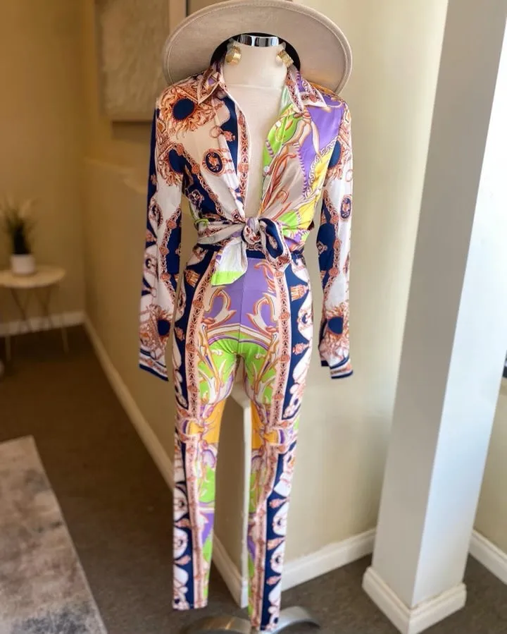 Satin Printed Leggings Set
