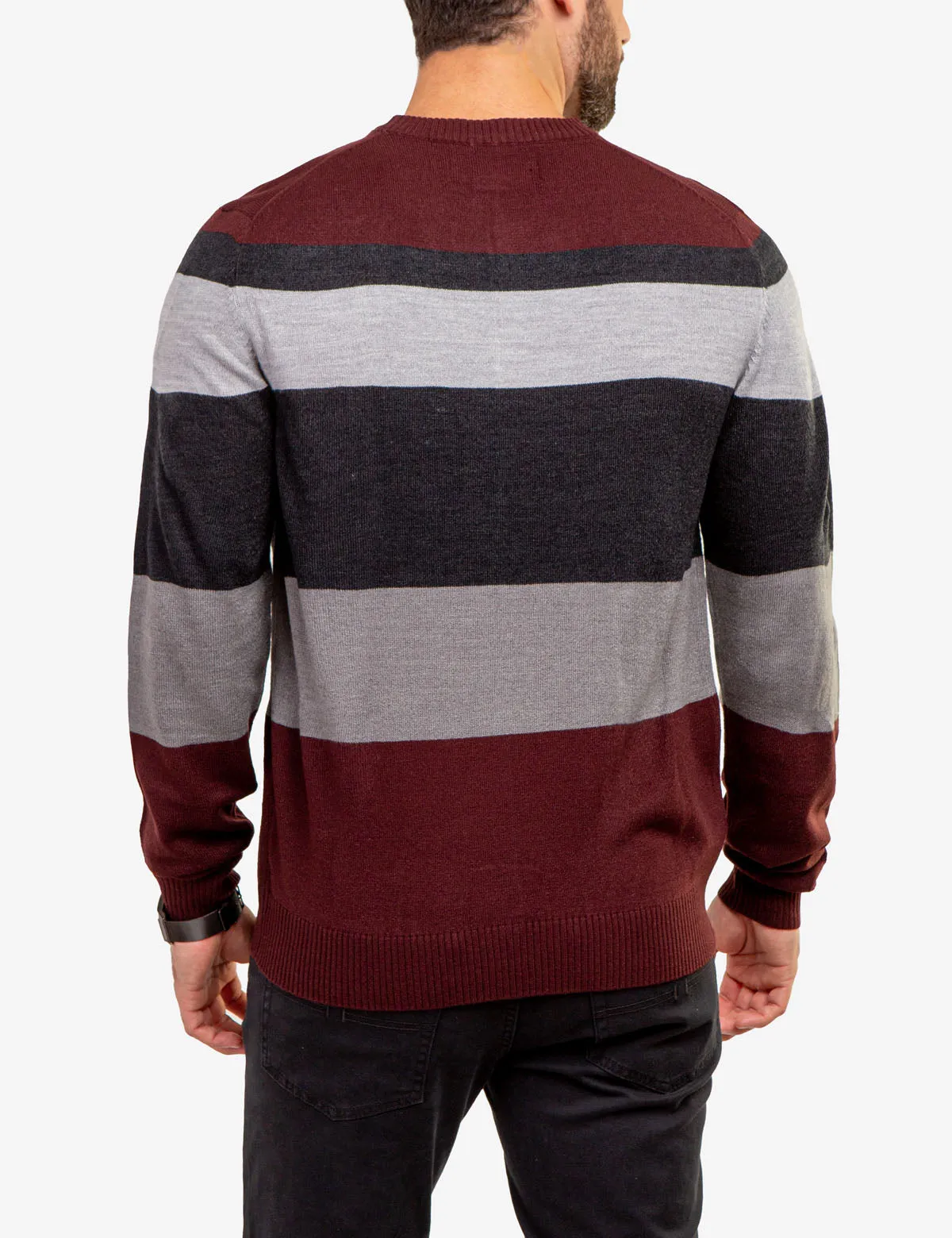 SOFT LARGE STRIPE CREW NECK SWEATER