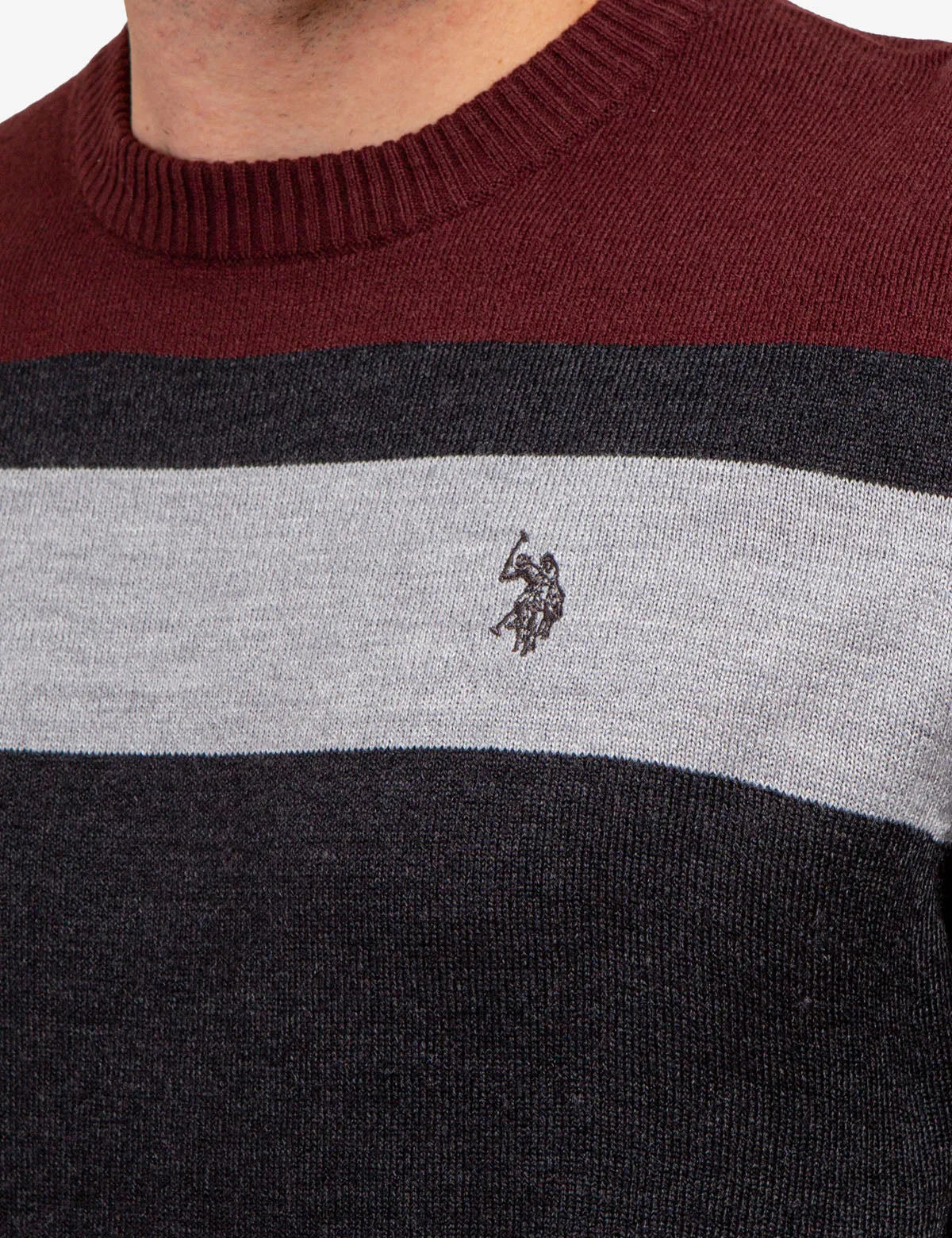 SOFT LARGE STRIPE CREW NECK SWEATER