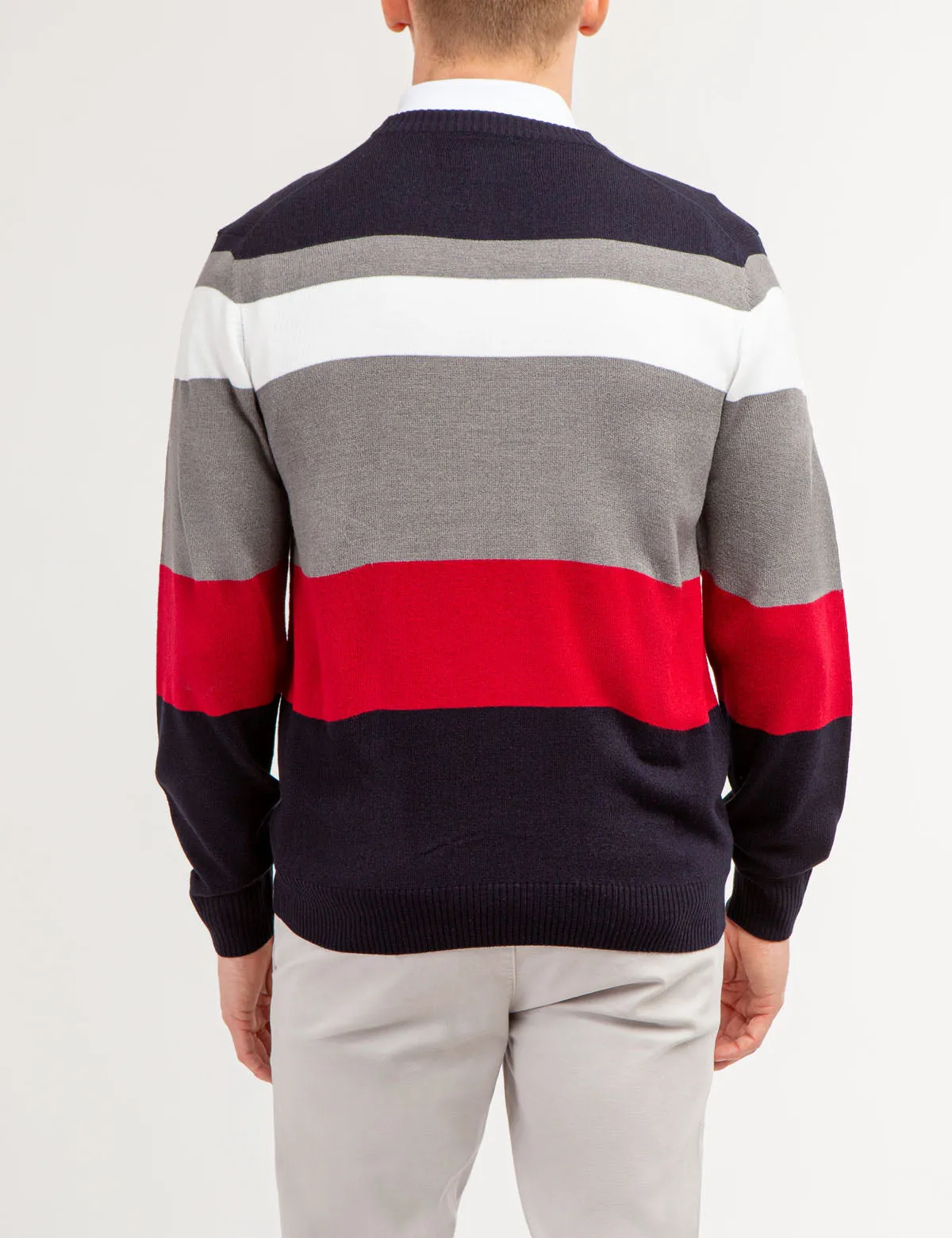 SOFT LARGE STRIPE CREW NECK SWEATER