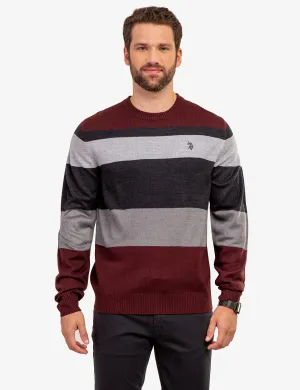SOFT LARGE STRIPE CREW NECK SWEATER