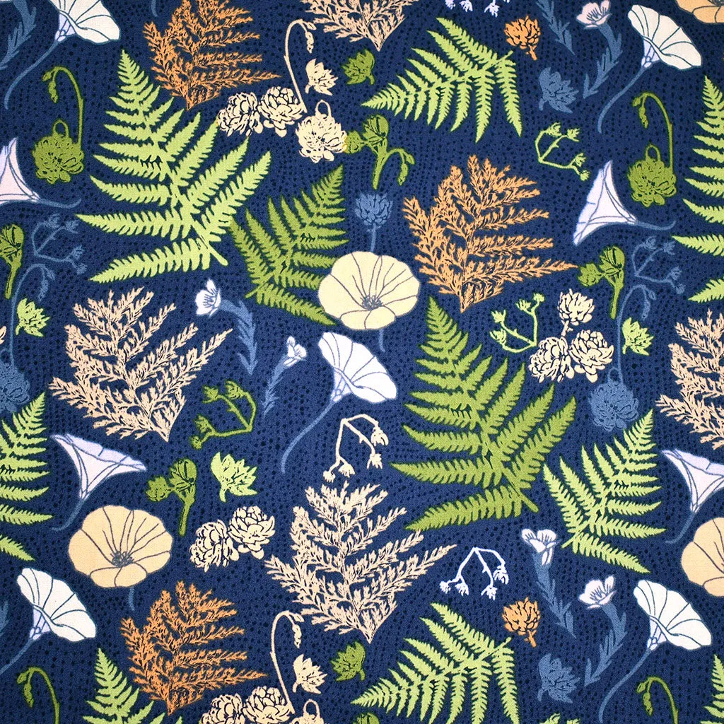 Tomales Bay Coastline Floral Premium Cotton Navy/Multi