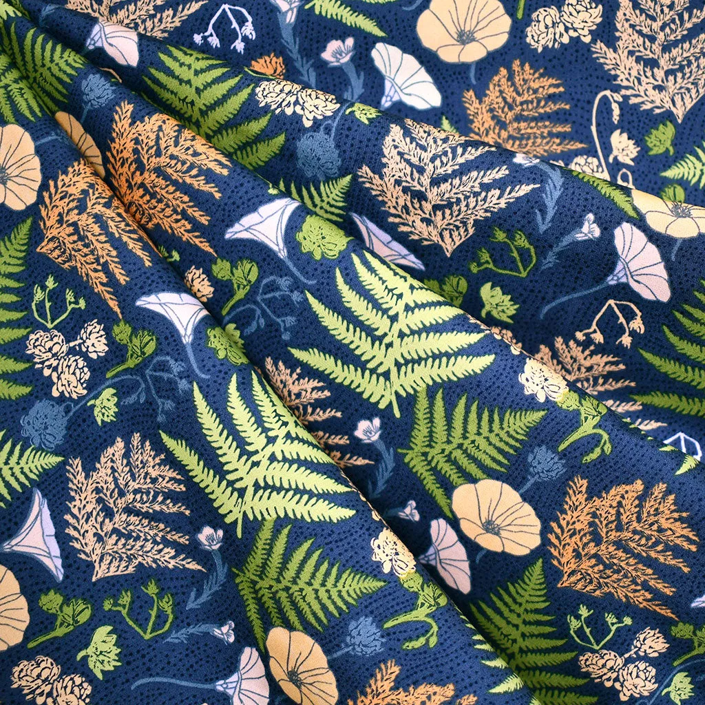 Tomales Bay Coastline Floral Premium Cotton Navy/Multi