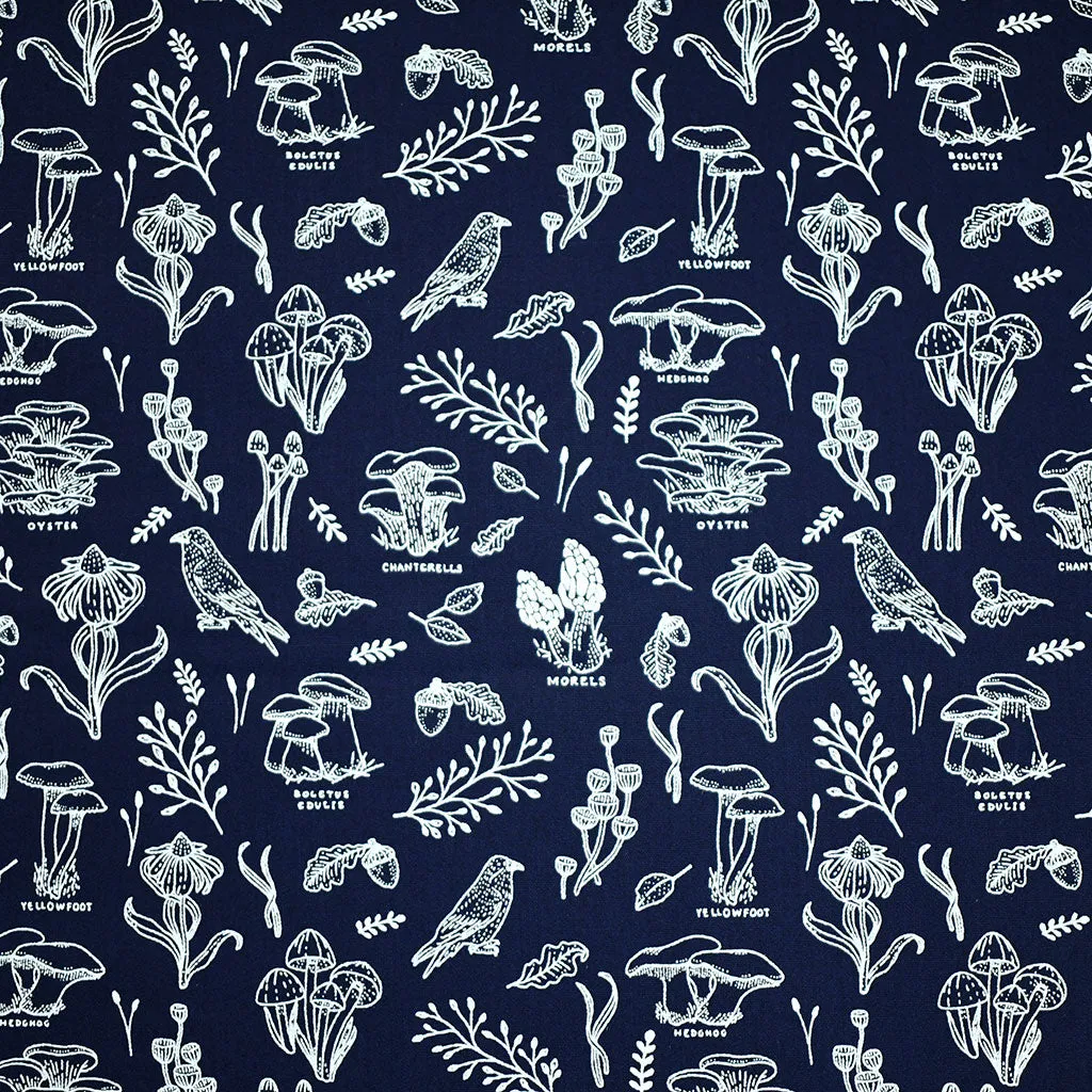 Tomales Bay Mushroom Hunt Outline Premium Cotton Navy