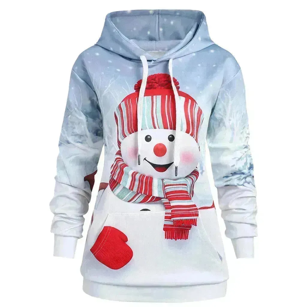 Ugly Christmas snowman print Hoodie sweatshirt