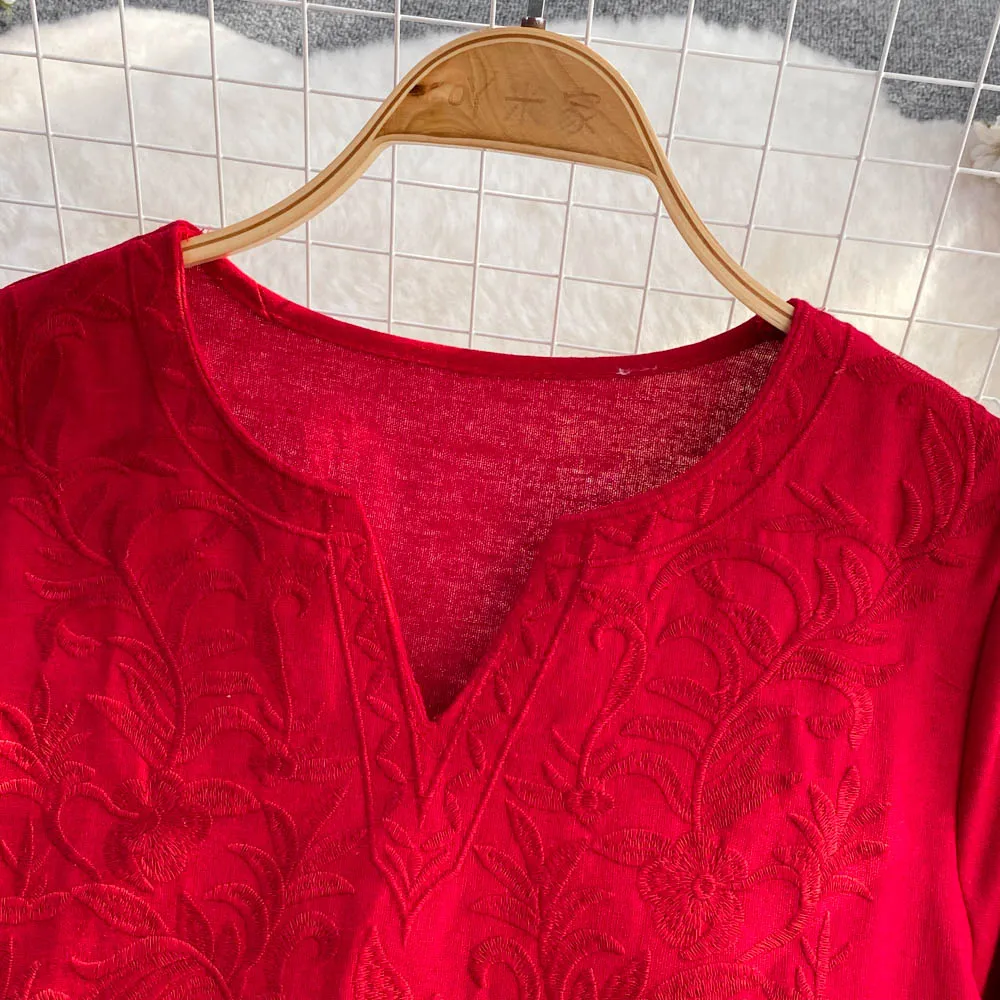 Women Floral Embroidered Vintage Chic Dress