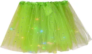 Womens Small Bulb Pleated Princess Skirt Fashion Star Sequin Mini Skirts Tulle Bubble Tutu Skirt Prom Party Shiny Skirt